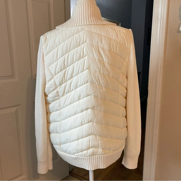 NWOT Talbots Sweater Sleeve Puffer Jacket Ivory Sz M - Picture 6 of 12